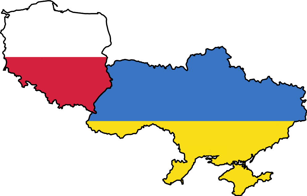 Kaart van Polen en Oekraïne met hun vlaggen, - foto: Cartografische afdeling van de Verenigde Naties, Alex Khristov - licentie: CC 0